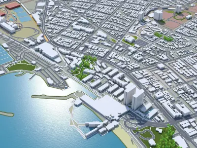 Torrance California USA 30km Low-poly 3D model