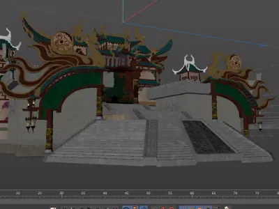 Chinese style Buildings Low-poly 3D model