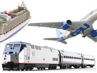  Three Detailed Transportation Vehicles 