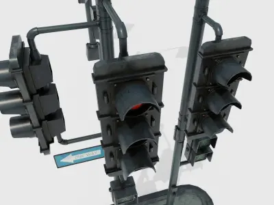 traffic lights with 4k pbr texture clean and dirty textures Low-poly 3D model