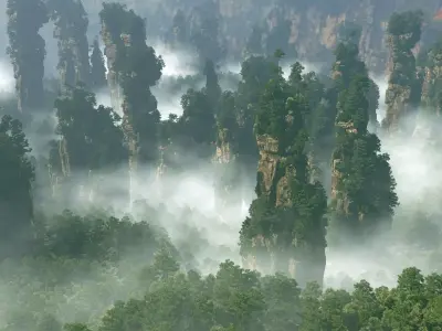 Realistic topography of Zhangjiajie tianzi-mountain 3D model