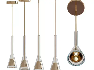 Holtkotter four pendant lights with gold finish 3D model