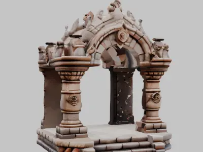 Ancient Temple Ruins 3D Model Low-poly 3D model