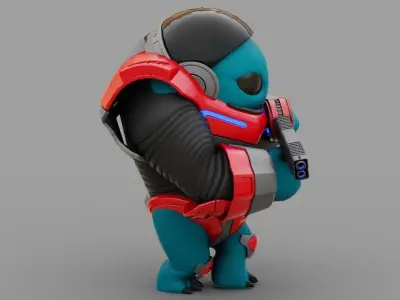 Toon Alien Trooper  rigged  - animated character 3D model