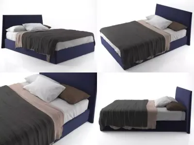 Pascal bed with upholstered headboard and footboard 3D model