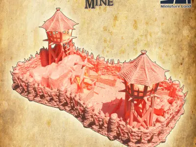 Orc Coal Mine Tabletop Terrain 28 mm 3D print model