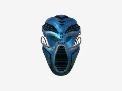 SciFi Ninja Mask A07 Blue Metal - Character Design Fashion Low-poly 3D model