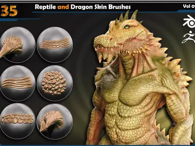  Reptile and Dragon Skin Brushes Vol 07 3D model purchase