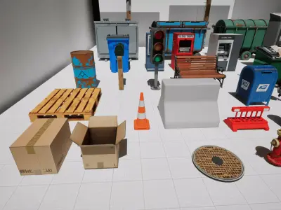 Ultimate Stylized Street and City Props Pack Low-poly 3D model