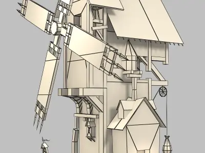 Fantasy Wood House Low-poly 3D model