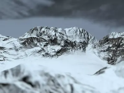 Snowy Mountain Terrain Low-poly 3D model