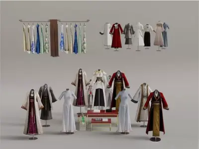 Display of ancient style clothing 3D model