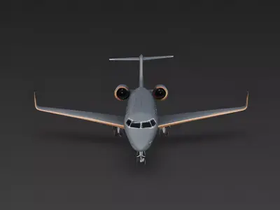 Luxury Matte Black Private Jet 3D Model Low-poly 3D model