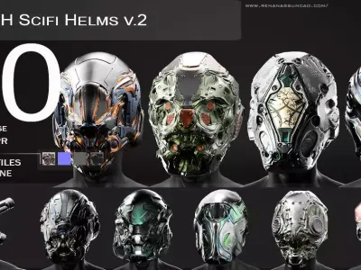20 Scifi Helmet with Textures  Ready for Games and 3D Softwares Low-poly 3D model