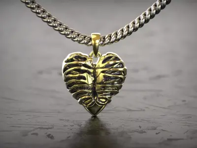 Anatomical Heart Ribcage Pendant 3D print model
