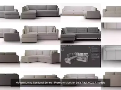 Modern Living Sectional Series - Premium Modular Sofa Pack v02