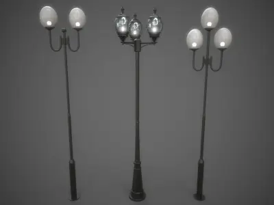 PBR Outdoor Street lamp post Low-poly 3D model