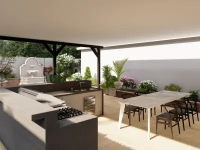3D Exterior Scene 3D model design garden and landscape 3D 3D model shop
