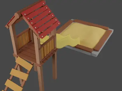 Playground set sandbox and slide 3D model