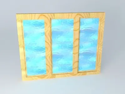 fenettre wooden window with glass Free 3D model