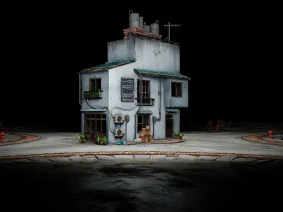 ASIAN URBAN BUILDING HONGKONG 03 Low-poly 3D model