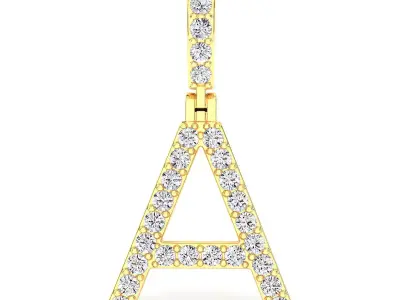 Alphabet A-letter single row pendant 3D print model