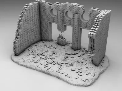 Ruined building 3D print model
