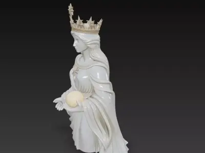 Celestial Starborne Queen - Marble Divine Oracle Statue 3D Model 3D print model