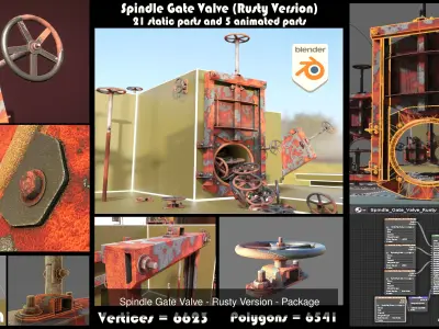 Spindle Gate Valve - Rusty and Basic Version 3D Model Pack
