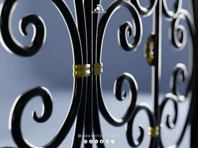 3D Model of Decorative Metal Window Fence - Security Grille 3D model