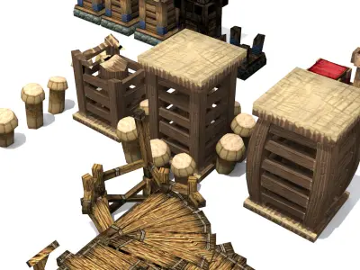 Modeling game on water Low-poly 3D model