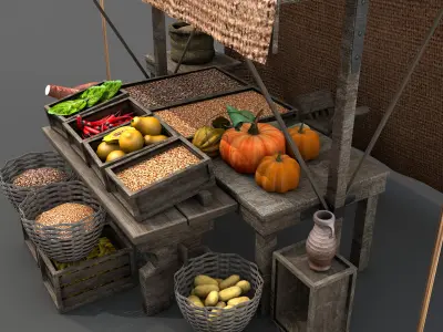 Medieval Market Stall 01 3D model