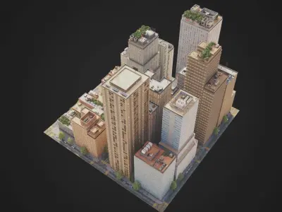 City District C13-A11 MAYA Low-poly 3D model