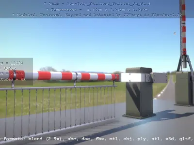 Low-Poly Railroad Barrier 3m Protective Grid Low-poly 3D model