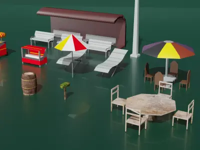 street assets Low-poly 3D model