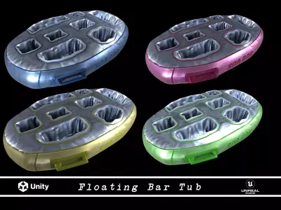 Floating Spa Bar for Pools and Jacuzzis  Low-poly 3D model