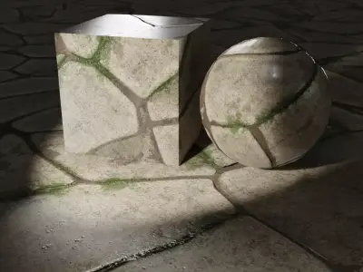 Paving Stone Medievil Worn and Mossy PBR Texture Texture