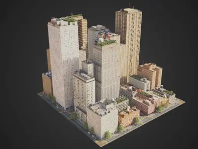 City District C13-A11 MAYA Low-poly 3D model