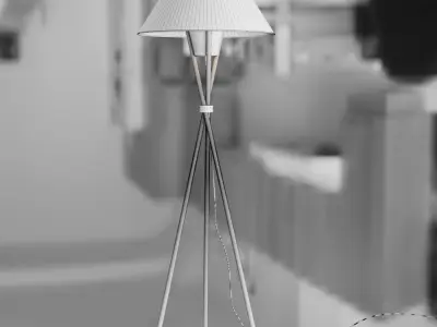 Floor lamp with three uprights and textile shade 3D model