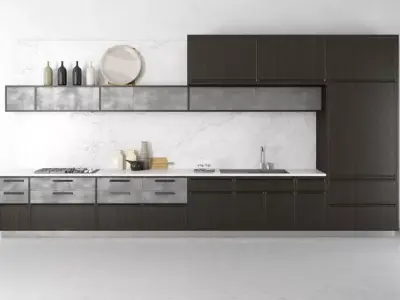 Kitchen modern with cabinets and marble counter tops Free 3D model