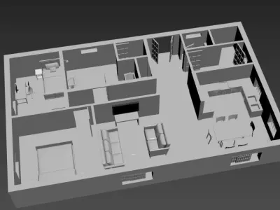 house model floor plan of Free low-poly 3D model