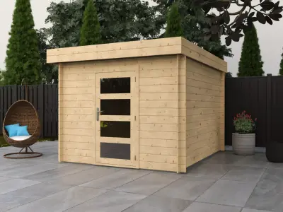 Wooden Garden Shed with Door in Exterior Garden  3D model