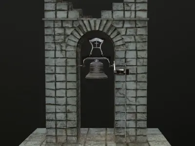 Stone bell tower low poly 3 texture options Low-poly 3D model