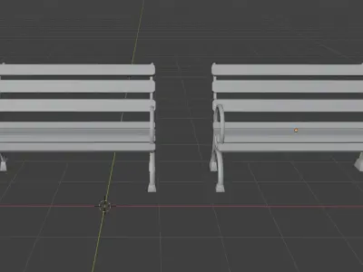pavement bench Low-poly 3D model