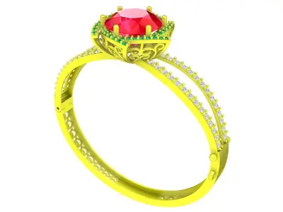 Elegant Halo Round Stone Engagement Ring Jewelry 6142 3D print model