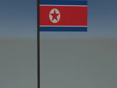 North korea flag Free low-poly 3D model