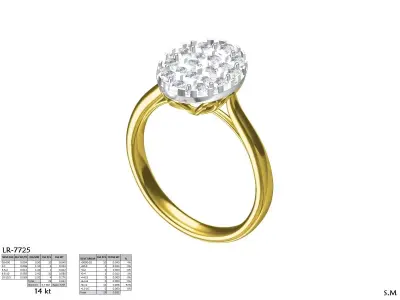 Luxury Oval Diamond Cluster Ring CAD Model for Jewellery 3D print model