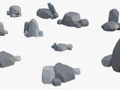 Low Poly Stone and Rock Mega pack Low-poly 3D model