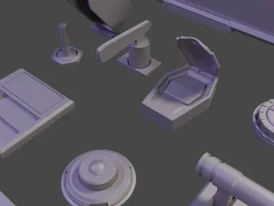 Scifi spaceship Cockpit interior kitbash asset 3D model