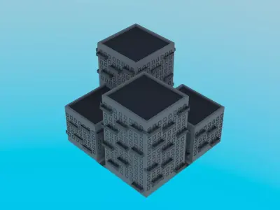 LowPoly Buildings Square  Low-poly 3D model